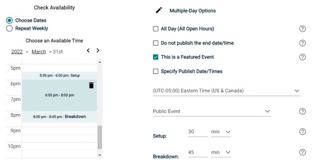 Setting Times for a hourly event